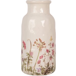 Clayre & Eef Váza 6CE1932L Béžová růžová Ø 15x32 cm Keramika ve venkovském stylu