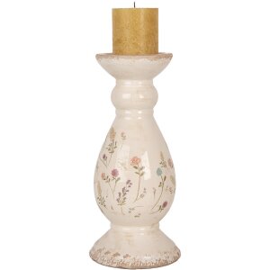 Clayre & Eef 6CE1945M Svícen keramický béžový růžový Ø 12x26 cm