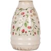 Clayre & Eef 6CE1946S Keramická váza béžově červená Ø 17x27 cm Venkovský styl