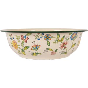 Clayre & Eef 6EM0004 Dekorativní miska smaltovaná béžovo-zelená Ø 30x9 cm 3000 ml