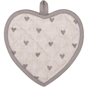Clayre & Eef LVT45G Topflappen Herzform Beige Grau 20x20 cm