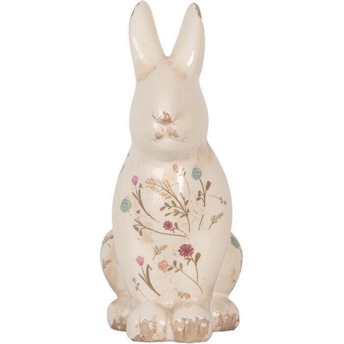 Clayre & Eef 6CE1958L Dekorativní keramický králík 16x12x28 cm béžovo-růžový