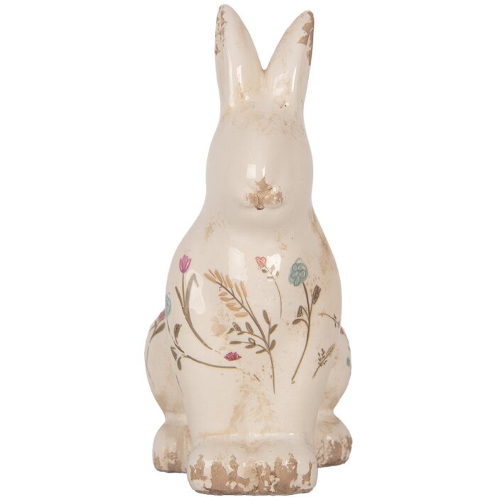 Clayre & Eef 6CE1958M Dekorativní králík béžovo-růžová keramika 13x10x21 cm