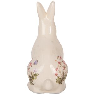 Clayre & Eef 6CE1959M Dekorativní králík béžovo-růžová keramika 13x10x21 cm