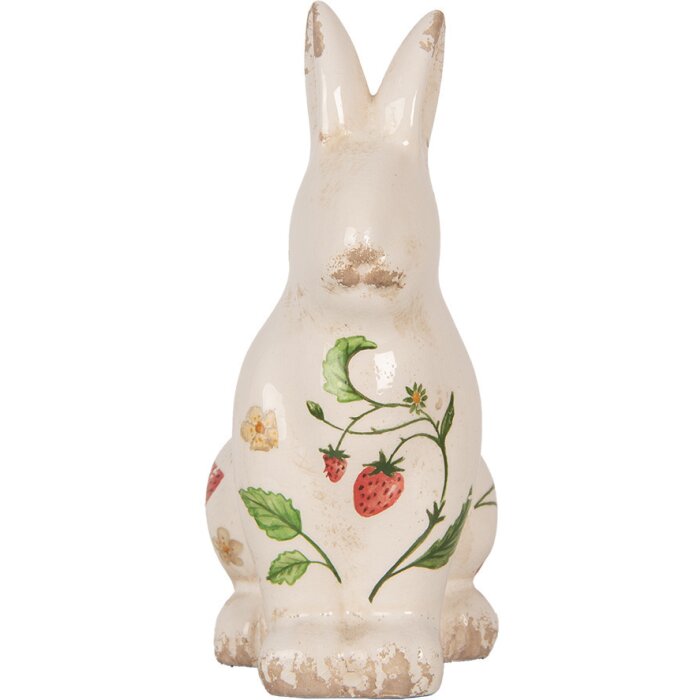 Clayre & Eef 6CE1960M Dekorativní králík Keramika béžová červená 13x10x21 cm