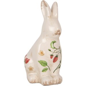 Clayre & Eef 6CE1960M Dekorativní králík Keramika béžová červená 13x10x21 cm