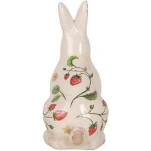 Clayre & Eef 6CE1960M Dekorativní králík Keramika béžová červená 13x10x21 cm