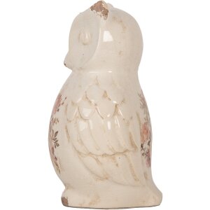 Clayre & Eef 6CE1961L Dekorativní sova keramická béžová růžová 13x12x22 cm