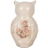Clayre & Eef 6CE1961L Dekorativní sova keramická béžová růžová 13x12x22 cm