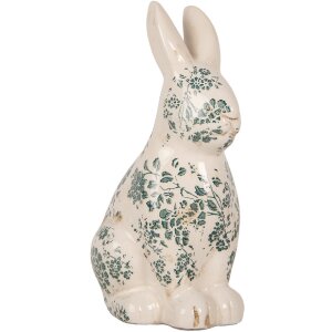 Clayre & Eef 6CE1955L Keramický dekorativní králík béžovo-zelený 16x12x28 cm