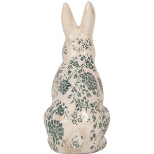 Clayre & Eef 6CE1955L Keramický dekorativní králík béžovo-zelený 16x12x28 cm