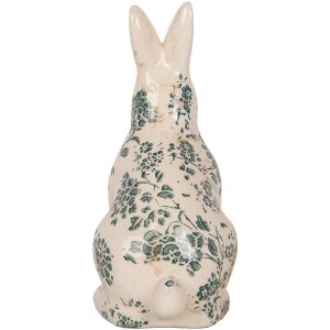 Clayre & Eef 6CE1955M Dekorativní králík béžový zelený květinový vzor 13x10x21 cm