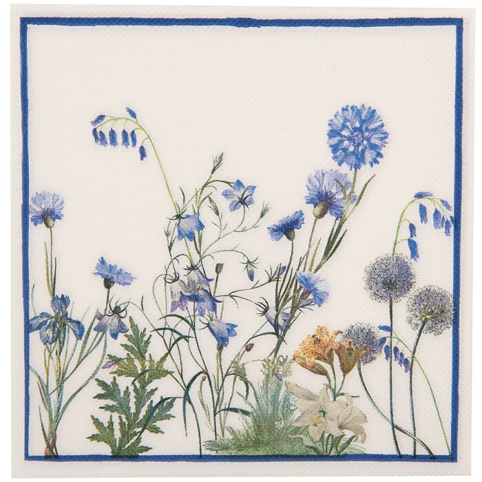 Clayre & Eef 73075 Papírové ubrousky bílé modré 33x33 cm 20 kusů