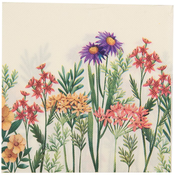 Clayre & Eef 73079 Papírové ubrousky béžovo-růžové 33x33 cm 20 kusů venkovský styl