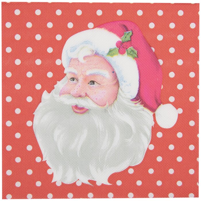 Clayre & Eef 73080 Papírové ubrousky s motivem Santy červené bílé 33x33 cm 20 kusů