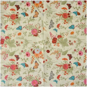 Clayre & Eef 73081 Papírové ubrousky 33x33 cm Béžová Růžový květinový motiv