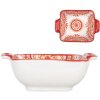 Clayre & Eef 6CEBO0186 Keramická miska bílá červená 11x8x4 cm 75 ml