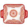 Clayre & Eef 6CEBO0186 Keramická miska bílá červená 11x8x4 cm 75 ml