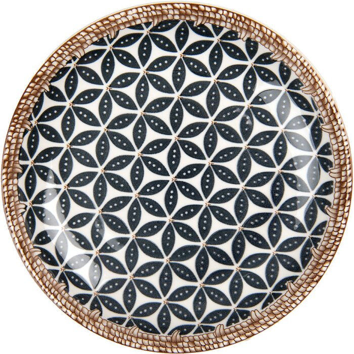 Clayre & Eef 6CEDP0168 Talíř Ø 21 cm boho design keramický bílo-černý