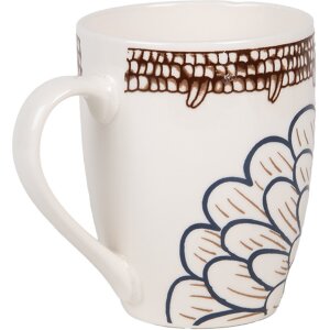 Clayre & Eef 6CEMU0169 Hrnek bílý hnědý 12x8x10 cm 300 ml Boho styl