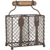 Clayre & Eef 6Y5709 Stojan na příbory Iron Brown 19x11x24 cm ve venkovském stylu