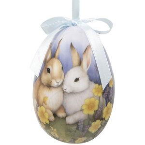 Clayre & Eef 65911 Dekorace závěsná sada vajíček 6 Ø 7x10 cm Velikonoční design zvířecí motivy