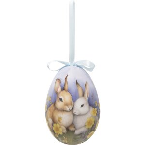 Clayre & Eef 65911 Dekorace závěsná sada vajíček 6 Ø 7x10 cm Velikonoční design zvířecí motivy