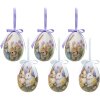Clayre & Eef 65911 Dekorace závěsná sada vajíček 6 Ø 7x10 cm Velikonoční design zvířecí motivy