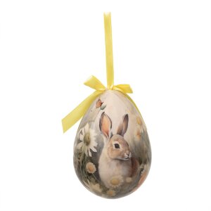 Clayre & Eef 65915 Dekorace přívěsek na vajíčka 2 Ø 11x15 cm venkovský styl zajíček