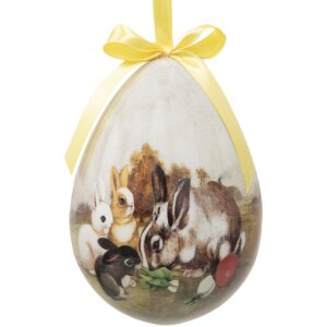 Clayre & Eef 65915 Dekorace přívěsek na vajíčka 2 Ø 11x15 cm venkovský styl zajíček