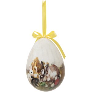 Clayre & Eef 65915 Dekorace přívěsek na vajíčka 2 Ø 11x15 cm venkovský styl zajíček