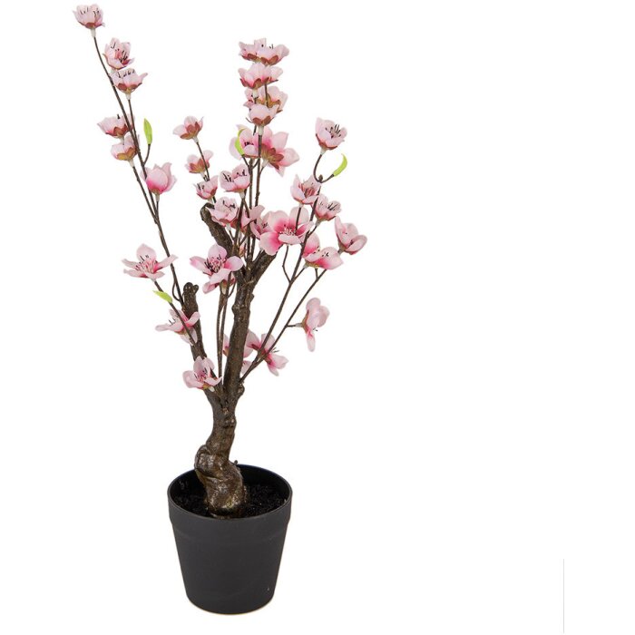 Clayre & Eef 6PL0373 Dekorativní stromek s třešňovými květy růžovo-hnědý 10x10x48 cm