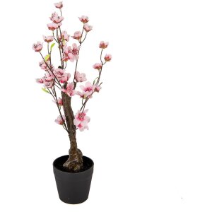 Clayre & Eef 6PL0373 Dekorativní stromek s třešňovými květy růžovo-hnědý 10x10x48 cm