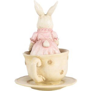 Clayre & Eef 6PR4395 Dekorativní králík béžový růžový 8x8x11 cm Polyresin