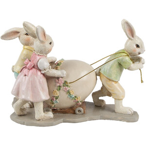 Clayre & Eef 6PR4389 Dekorativní králík béžová žlutá 17x8x11 cm