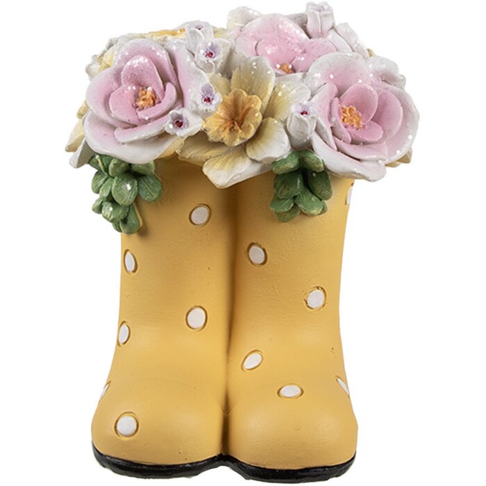 Clayre & Eef 6PR5182 Ozdobné boty žluté venkovský styl 10x10x12 cm