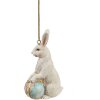 Clayre & Eef 6PR4396 Přívěsek králík béžový modrý 6x3x9 cm Polyresin