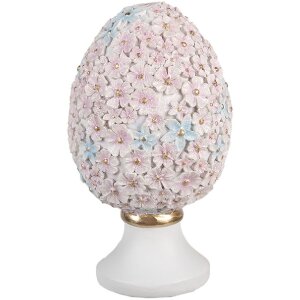 Clayre & Eef 6PR5191 Dekorativní vejce růžovo-modro-bílé Ø 10x18 cm venkovský styl polyresin