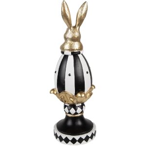 Clayre & Eef 6PR5192 Dekorativní vejce černé bílé zlato 13x12x34 cm Polyresin