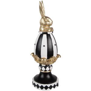 Clayre & Eef 6PR5192 Dekorativní vejce černé bílé zlato 13x12x34 cm Polyresin