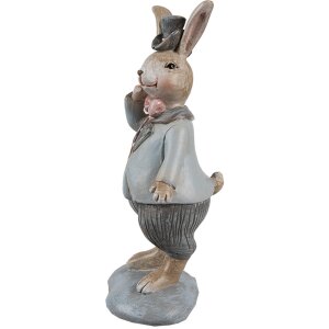 Clayre & Eef 6PR5258 Dekorativní králík béžová modrá 6x5x13 cm venkovský styl