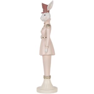 Clayre & Eef 6PR5117 Dekorativní králík bílý růžový 11x11x44 cm venkovský styl