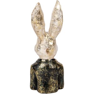 Clayre & Eef 6PR5488 Dekorativní poprsí králíka bílozelené 13x12x32 cm