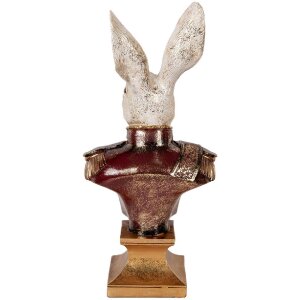 Clayre & Eef 6PR5498 Dekorace Busta králíka bílá červená 23x16x50 cm