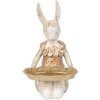 Clayre & Eef 6PR5500 Dekorace králík s miskou béžově zlatá 14x14x26 cm