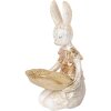 Clayre & Eef 6PR5500 Dekorace králík s miskou béžově zlatá 14x14x26 cm