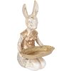Clayre & Eef 6PR5500 Dekorace králík s miskou béžově zlatá 14x14x26 cm