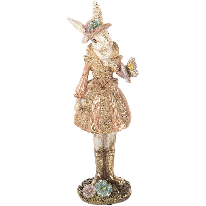 Clayre & Eef 6PR5507 Dekorativní králík béžový zlatý 9x8x26 cm