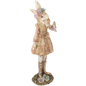 Clayre & Eef 6PR5507 Dekorativní králík béžový zlatý 9x8x26 cm