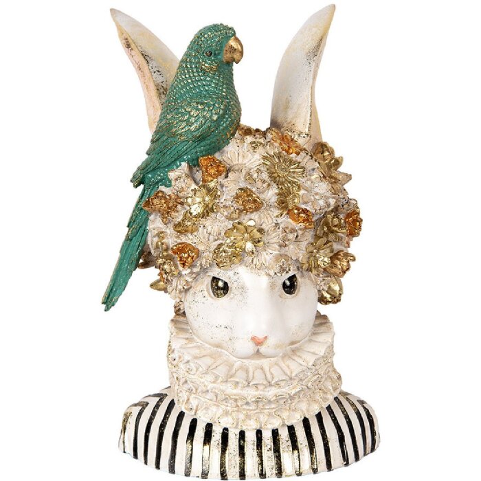Clayre & Eef 6PR5089 Dekorace Busta králík béžová zelená 23x21x35 cm